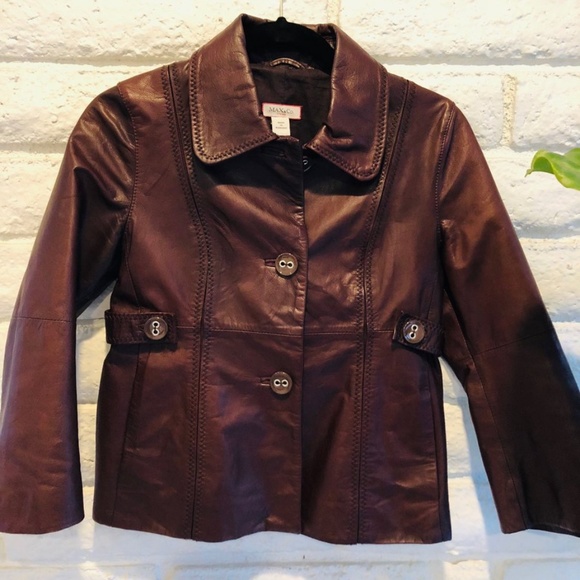 Max & Co. Jackets & Blazers - Max & Co Brown Leather Jacket Size S